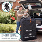 Bramble - XL Double Stroller Bag for Airplane Gate Check - Water Resistant Ballistic Nylon Travel Bag with Padded Neoprene Straps, Carry Pouch & ID Window - 39 x 26 x 16 Inches (Black) - Image 3