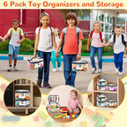 Tesuko 6 Pack Clear Toy Storage Bag with Name Tag& Manual Pocket, Waterproof Transparent PVC Toy Organizer Case for Lego Bricks, Board Games, Building Blocks, Puzzles (Large Capacity, Black) - Image 8
