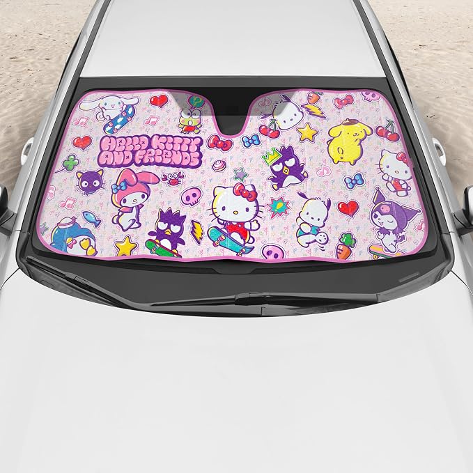 Carbella Hello Kitty and Friends Car Windshield Sun Shade, Official Sanrio Accordion Style Sunshade for Car Window, Cute Car Sun Shade Windshield, Hello Kitty Car Accessories for Women (HK & Friends) - Image 7