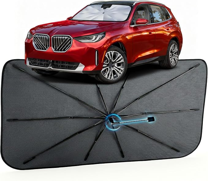 Car Windshield Sun Shade Umbrella for BMW X3 2018-2026, 1:1 Exact Fit | [Reflective Coated Fabric] Car Shades Sun Visor Keep Car Cool and Protects Interior, Sunshade Umbrella for Front Window by MakeLifeBetter