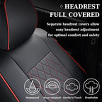 Coverado Tacoma Leather Seat Covers, Car Seat Covers Custom Fit for 2005-2023 Toyota Tacoma Double & Crew Cab SR SR5 Limited TRD Sport/Pro/Off Road (Fullset, Red) - Image 4