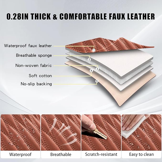 WELLDO Car Seat Cover, 2 Seats, Brown | Waterproof, Scratch-Resistant, Breathable & Easy to Clean, Universal Fit for SUV Sedan Truck, Full Set - Image 3