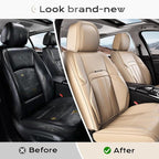 Coverado Car Seat Cover, Cover for Cars Full Seat, Premium Leather, Universal Fit Waterproof Seat Protectors, Car Seat Cushion Non-Slip for Most Cars-Beige - Image 7