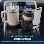 Car Cup Holder Expander with Phone Holder, 360° Adjustable Cup Holder Extender, Upgraded Stainless Steel Liner, Fits 40 oz Tumblers, Water Bottles, Coffee Cups and Large Drink Containers - Image 2