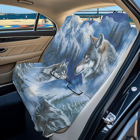 Wolf Forest Mountain Print Back Seat Cover for Car Trucks Van SUV, Waterproof Rear Bench Towel Seat Covers for Dogs and Kids, Sweat-Absorbent Automotive Backseat Protector by LACIYISON