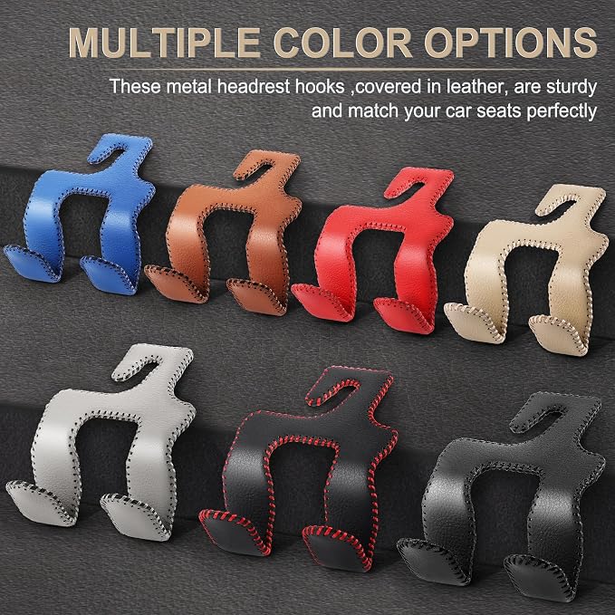 LivTee Upgraded Superior Leather Car Seat Back Headrest Hook, 2 in 1 Auto Seat Hook Hangers Holder Organization Interior Accessories for Purses Coats Umbrellas Grocery Bags Handbag (Beige) - Image 5