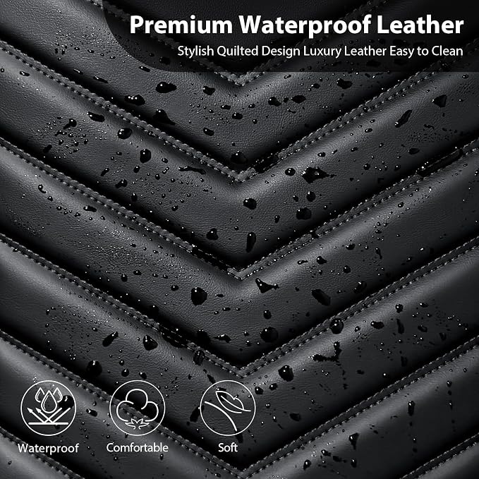 CAR PASS 3D Foam Faux Leather Seat Covers Front Seats,Waterproof Leather Front Seat Cover for Cars,Luxury Universal Fit for SUV Truck Sedan Automotive, Armrest Airbag Compatible Anti-Slip, Black - Image 6