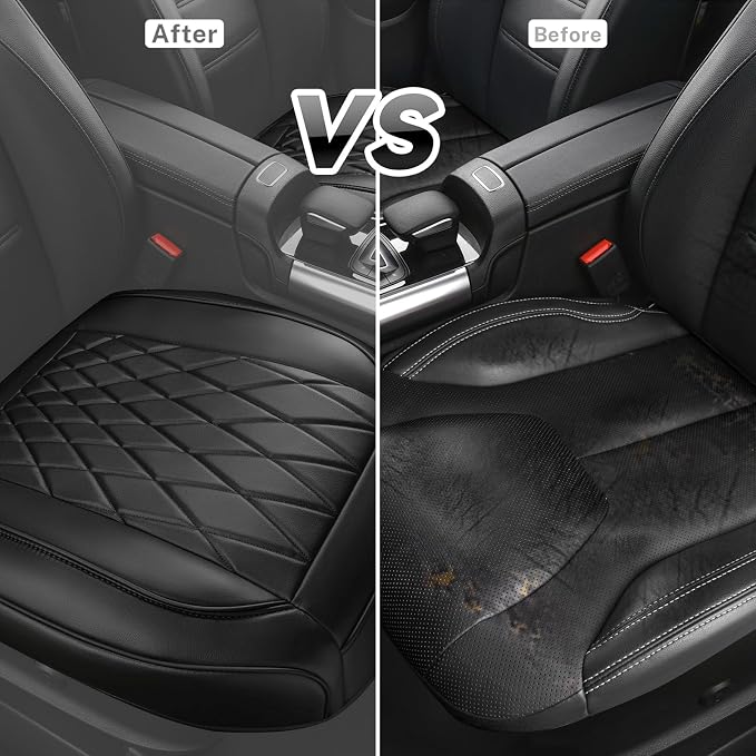 CAR PASS 1 Pack Leather Front Car Seat Cover, Bottom Seat Cover Full Wrapped with Storage Pocket, Anti-Slip Leather Seat Protector,Waterproof Seat Cushion Pad Universal Fit Sedan SUV Truck, Black - Image 6