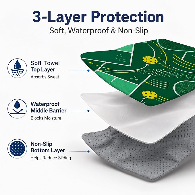 Car Seat Towel Cover for Front Seat, 1Pc Sweat Absorbent Car Seat Protector with Non-Slip Backing, Waterproof Towel Car Seat Cover for Runners, Gym, Swimming, Beach, Pets, Green Court Sport - Image 3