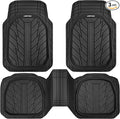 CAR PASS DeepDish Heavy Duty Rubber Floor Mats 3-Piece, Universal M-XL Size Trim-to-Fit Automotive Floor Mats for Truck Van SUV, Durable Waterproof All Weather Car Mats (Solid Black) by CARPASS