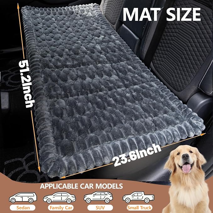 Dog Car Seat Waterproof Bed Cover Back Seat Grey 23.6”x51” | Nonslip Soft Comfortabl Pet Bed Mat Car Blanket for Travel Backseat Extender Seat Covers Dog Bed for Cars Trucks and SUVs - Image 4
