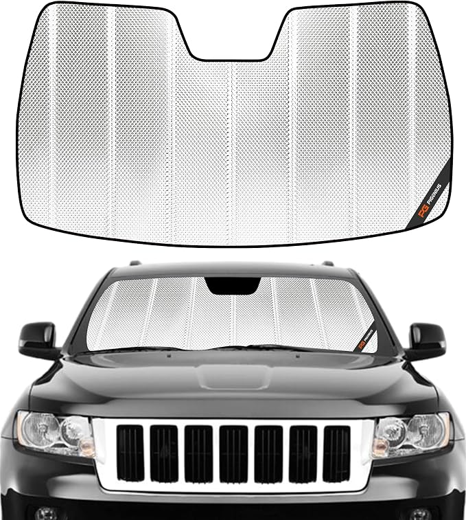 Pigenius Windshield Sunshade for Jeep Grand Cherokee 2011-2013 Without Rearview Mirror Mounted Camera, Custom Front Window Sun Shade - BLAZBLOCK by Pigenius