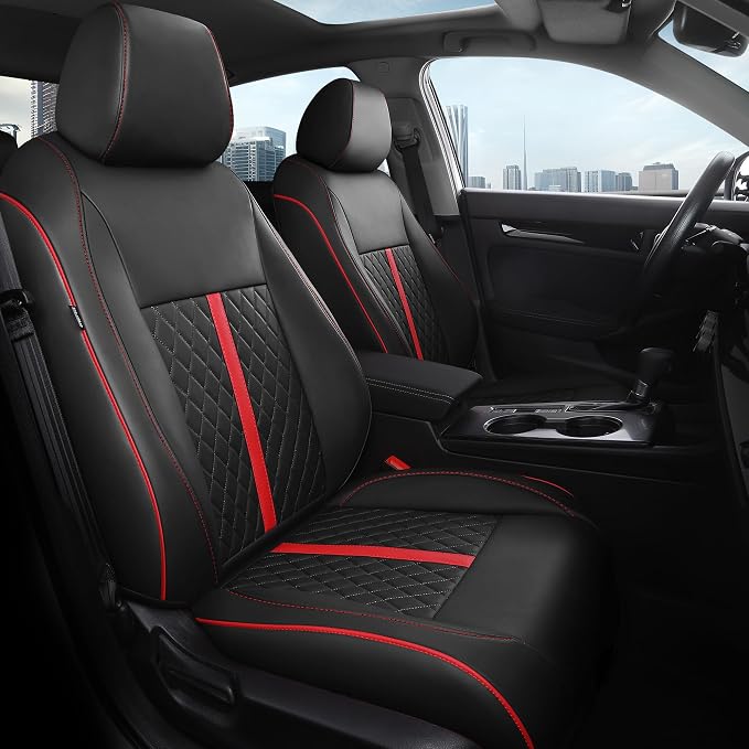 RIDEPOSH Custom Fit Seat Covers for Honda Civic 2016-2021 | Sedan LX, Faux Leather, Solid Bench Rear, No Rear Armrest, Waterproof, Full Coverage, Airbag Compatible, Easy-to-clean by RIDEPOSH