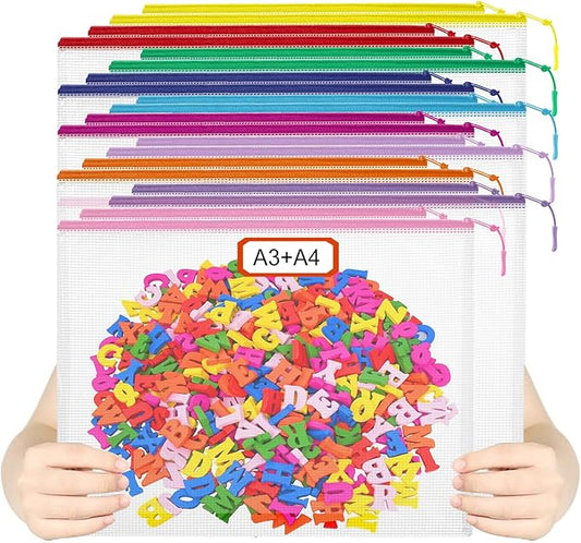 YOPCDJ 20PCS Mesh Zipper Pouch Bags,File Bags,Toy Storage Bags,Clear Organizer Bags,Suitable for Board Game,Home,School,and Office Organization(10A3+10A4) by YOPCDJ