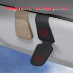 Magnetic Leather Car Visor Sunglass Holders, Beige | flip-open design, holds eyewear tickets or cards, tool-free mounting, fits most cars and trucks, car interior accessories - Image 4