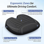 Wedge Car Seat Cushion for Tailbone Pain Relief & Better Visibility, Ergonomic Memory Foam Seat Cushion for Car with Breathable Channel Design, Fits Car, SUV, Truck, Non-Slip Mesh Cover - Image 2