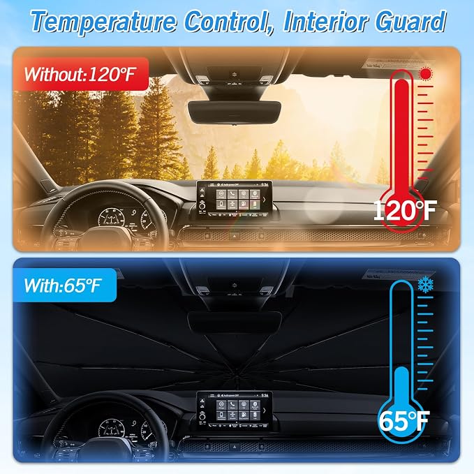 KUST Windshield Sun Shade Umbrella for Honda CR-V 2023 2024 2025 2026 Rear Window Shades 100% UV Protection and Blackout Privacy 5PCS Car Window Covers Accessories - Image 6