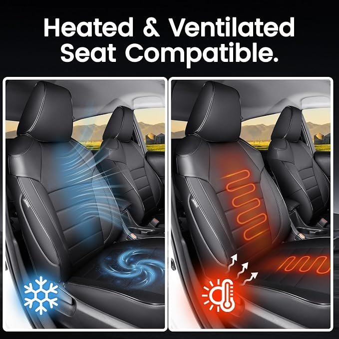 HKZ Corolla Seat Covers Custom Fit for Toyota Corolla 2020 2021 2022 Hybird LE & 2023 2024 2025 2026 Hybrid XLE Leather Car Seat Cover, 5 Seats Full Set (Black) - Image 8