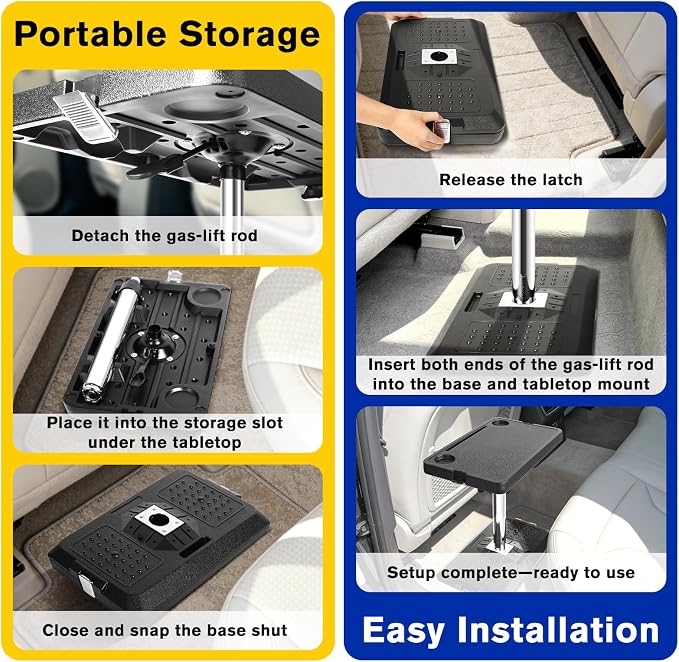 Car Seat Tray Table, Adjustable Car Desk for Laptop & Tablet | Multi-Function Travel Tray for Front Passenger/Rear/Driver Seat, Eating & Work Tray, Essentials Accessories for Long Trips - Image 7