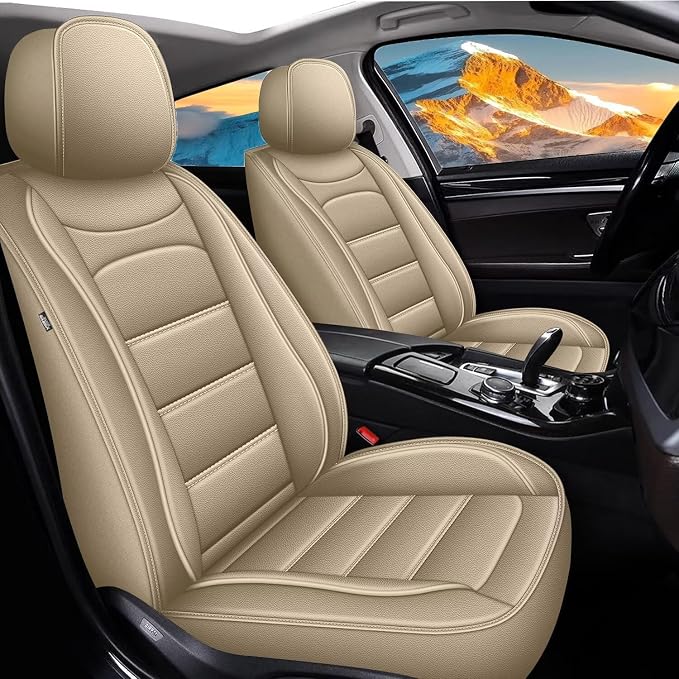 IKABEVEM Car Seat Covers for RX 350 2016-2025 2026, 2-Pack Front | Luxury Fuax Leather, Waterproof, Airbag Compatible, Easy to Install, Scratch‑Resistant Seat Protection, Beige by IKABEVEM