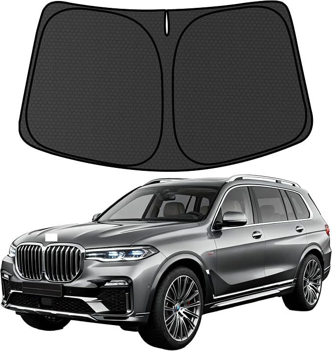 X7 Windshield Sun Shade for BMW X7 SUV 2019-2025 Blocks UV Rays Accessories,1:1 Custom Foldable Thickened Wear-Resistant Front Window Sunshade Visor,Keeps Your Car Cooler by Achaltiza