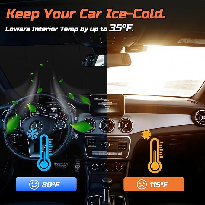 2023-2026 Accord Windshield Sun Shade Compatible for 2023-2026 Honda Accord Silver Reflective Foldable Front Sun Visor Sunshade Protector with Storage Bag Keep Interior Cool - Image 5