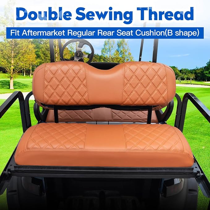 NOKINS Golf Cart Seat Covers 4 Piece Fits Club Car Precedent Premium Seat | Front and Rear Seat Vinyl Covers, Golf Cart Accessories, No Staples(All Brown) - Image 3