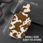 Leather Magnetic Sunglass Holder for Car Sun Visor, Cute Eyeglass Ticket Card Hanger Clip, Universal Auto Interior Accessories for SUV Pickup Truck Brown Cow Print - Image 4