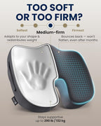 5 STARS UNITED Seat Cushion - Memory Foam Chair Cushion for Tailbone Pain Relief - Ergonomic Support for Coccyx, Sciatica & Butt - Office, Desk & Gaming Chair, Car Seat, Wheelchair, Airplane, D Gray - Image 6