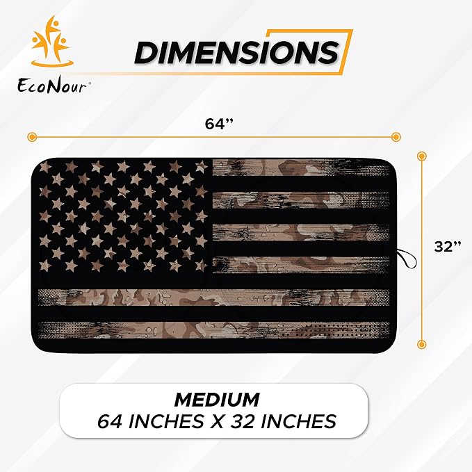 EcoNour Camoflage American Flag Windshield Sun Shade –240T Reflective Polyester Blocks 99% UV & Heat Protection | Patriotic Car Accessory Sedans, Hatchbacks, Small SUVs | Universal Fit (66" x 34") - Image 5