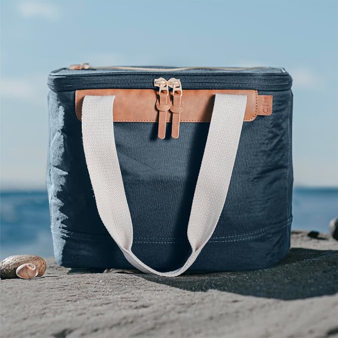 CleverMade Malibu Luxe Collapsible Cooler, 18 Can (25 lbs) - Leeward Navy | Keep Drinks Cold Without Hard-Cooler Bulk | Layered Insulation, Leak-Resistant Liner, and Adjustable Strap Simplify Travel - Image 9