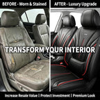 Fit Liberty Seat Covers Custom Fit for Jeep Liberty 2002-2012, Front Pair | Premium Leather Full Coverage Protectors, Waterproof, Breathable, Scratch Resistant, Easy Wipe, Airbag Compatible, RedTrim - Image 4
