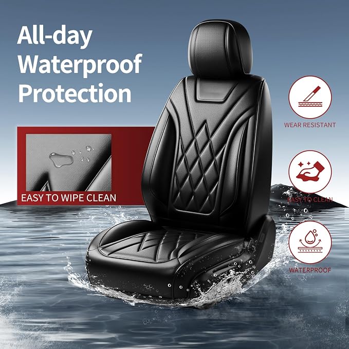 for Subaru Crosstrek 2016-2026 Car Seat Covers, Full Set, Black | Luxury Full Coverage Leather Seat Protectors, Waterproof Breathable, Non-Slip, Easy to Install, Airbag Compatible, All-Season - Image 5