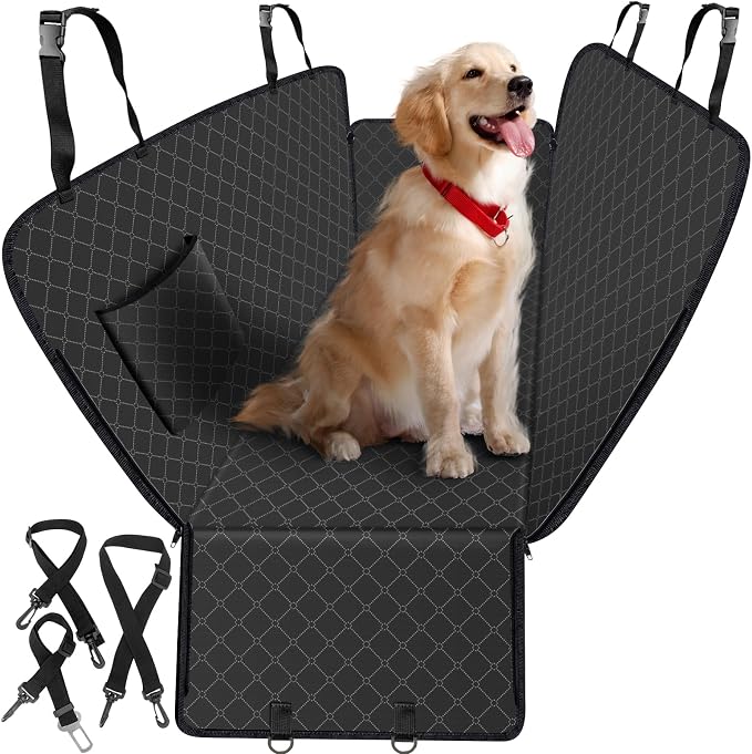 Dog Car Seat Cover for Back Seat with Storage Pocket Seat Covers for Cars | Protects Against Dirt Dog Hammock Scratch Prevention Fits for SUVs and Trucks, Black 54"x 58" by Unknown