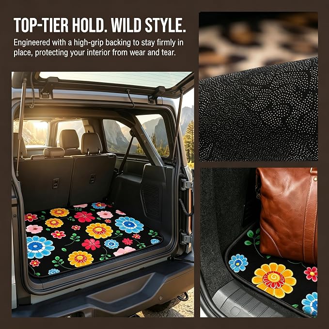 Universal Car Trunk Mat 29" x 39",Multicolor Floral,Butterfly Etc,Anti-Slip Easy to Clean, Trunk Protective Mat, Sporty Vehicle Interior Accessories Suitable for Most Car Models. - Image 4