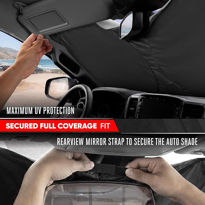 Motor Trend Custom Fit Dodge Ram 1500 Windshield Sun Shade - Fits All (2019-2026) Trims - Foldable Pop-Up Car Windshield Sunshade Dodge Ram 1500 Accessories - Automotive Ram Truck Interior Protection - Image 4