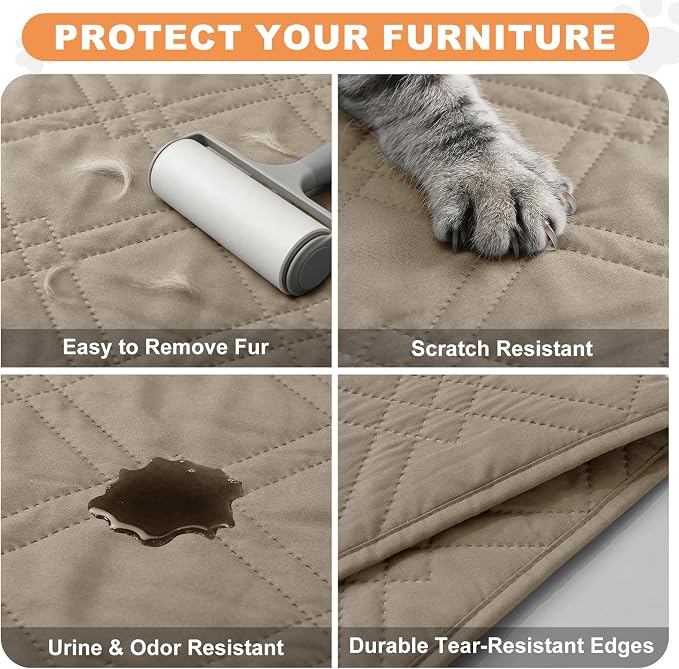 100% Waterproof Washable Dog Blanket，Khaki+Khaki， 52"x82" | ,7-Layer Reversible Couch Covers for Dogs Met for Sofa Furniture Car Camping - Image 6