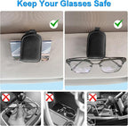 LTOHOE 2 Pack Sunglass Holder for Car, Magnetic Leather Sunglasses Holder and Ticket Card Clip, Universal for Different Size Glasses, Car Visor Accessories(Black) - Image 4