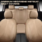 CAR PASS Waterproof Car seat Covers Full Sets Neoprene Wetsuit, All-Weather Non-Slip Durable, Universal Fit for SUV Sedans Trucks Vans Automotive, Armrest Airbag Compatible, 3D Emboss All Beige - Image 7