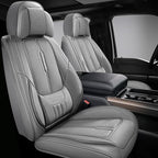 Universal Fit Premium Beige Leather 5-Seats Car Seat Covers | Waterproof full-set seat protector for Cars,SUVs,Trucks,airbag-safe,wipe-clean,10-min install,all-season car seat cushion. by NSYOLO