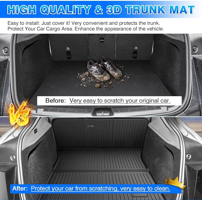 Model Y Cargo Mat - Trunk Mat for 2025 2026 Tesla Model Y Juniper 5 Seat (Not fit Standard), All Weather Cargo Liner with Backrest Mat and Door Sill Guards for Model Y Accessories, Rubber Car Mats - Image 6