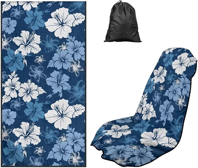 Horeset Blue Hibiscus Flower Car Seat Towel Cover – Breathable & Quick-Dry, Stain Resistant Front Seat Protector, Easy Install for SUV Truck Sedan Van - Image 5