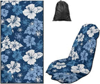 Horeset Blue Hibiscus Flower Car Seat Towel Cover – Breathable & Quick-Dry, Stain Resistant Front Seat Protector, Easy Install for SUV Truck Sedan Van - Image 5