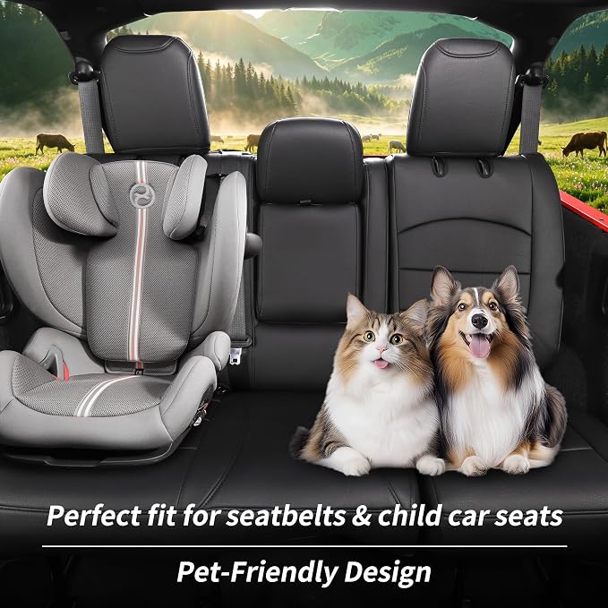Full Set Seat Covers for 2024-2026 Jeep Wrangler 4drs,Rear w/Armrest(Black) | 1:1 Custom Fit,Factory Look,Easy Installation,Airbag Compatible,Waterproof Faux Leather & Easy to Clean,Pet Friendly - Image 2