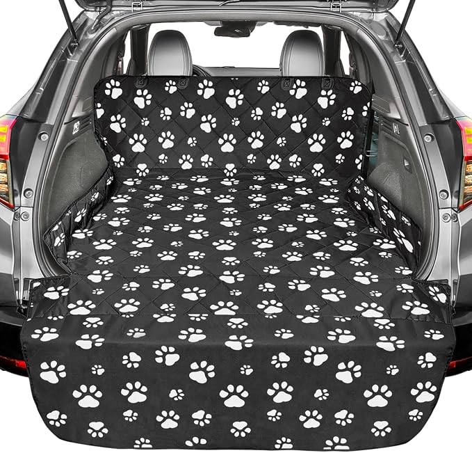 F-color SUV Cargo Liner for Dogs - Heavy Duty Trunk Cover for Full-Size SUV | Pet Cargo Cover with Bumper Flap Protector, Non-Slip Car Trunk Mat, Dog Car Seat Cover Prevents Scratches Pet Hair Mud Dirt by F-color