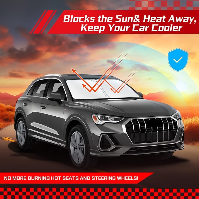 ARISMOTOR Windshield Sun Shade for Audi Q3 2019-2025 2026 | Custom Fit, Foldable, Front Window Sunshade Sun Visor Protector, Block UV Rays, Keep Car Cooler - Image 7