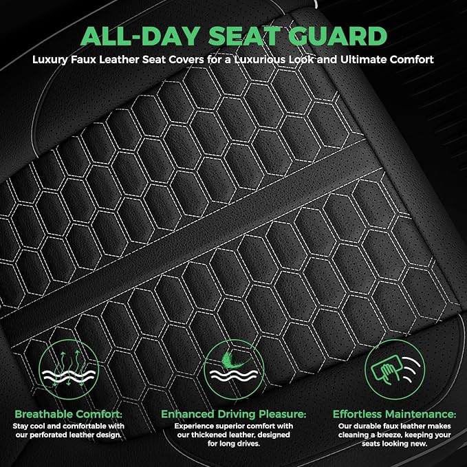 RIDEPOSH Custom Leather Seat Covers for Silverado/Sierra 1500 2019-2026 | Only Crew Cab, Fits 2500/3500HD 2020-2026, Jump Seat Cover(armrest storage only), Protective, Scratch-resistant, Easy-clean - Image 6