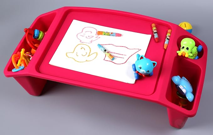 Kids Lap Desk Tray, Portable Activity Table, Pink, Red - Image 2