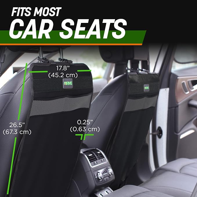 DRIVE AUTO PRODUCTS - 2 Pack Car Seat Back Protectors, Reversible Kick Mats - Gray - Image 7