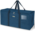 BALEINE Extra Large Storage Tote with Zippers & Carrying Handles, Heavy-Duty Oxford Fabric Moving Bags for Laundry, Space Saving, Storage, Denim Blue by BALEINE